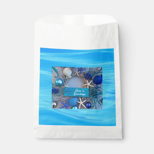 Tropical Coastal Seashell Holiday Christmas Favour Bag (Front)