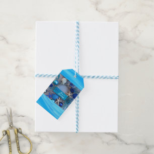 Tropical Coastal Seashell Holiday Christmas Gift Tags