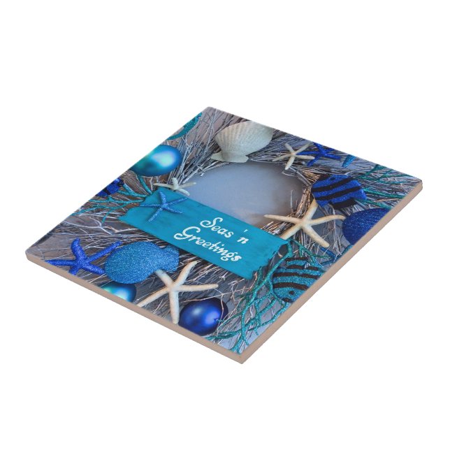 Tropical Coastal Seashell Holiday Christmas Tile (Side)