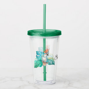 Tropical Cockatoo Parrot Personalized Acrylic Tumbler