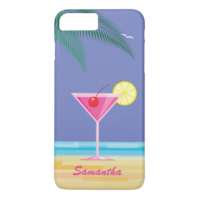 Tropical Cocktail & Beach iPhone 7 Plus purple Case-Mate iPhone Case (Back)