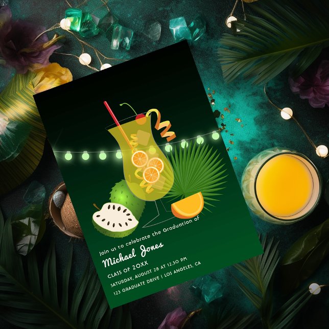 Tropical Cocktail Graduation Party Invitation (Creator Uploaded)