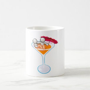 Tropical Cocktail Martini Glass Cartoon Character  Coffee Mug