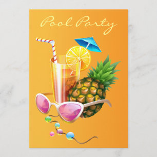 Tropical Cocktail Pool Party Invitation