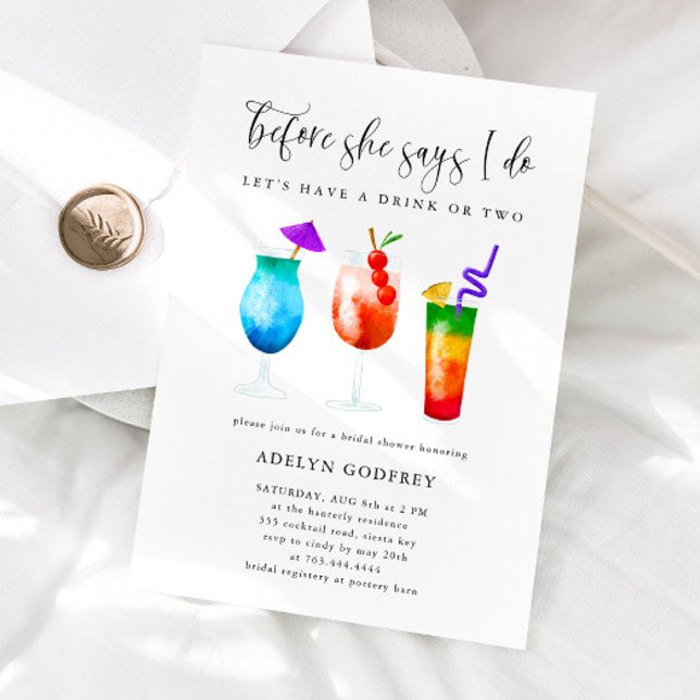 Tropical Cocktails Bridal Shower Invitation (Creator Uploaded)