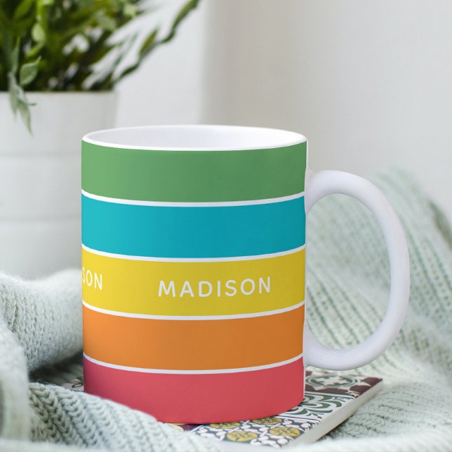 Tropical Cocktails Colour Block Personalized Name Coffee Mug (Creator Uploaded)
