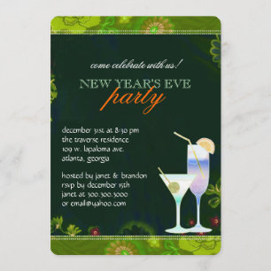 Tropical Cocktails New Years Eve Party Invitation
