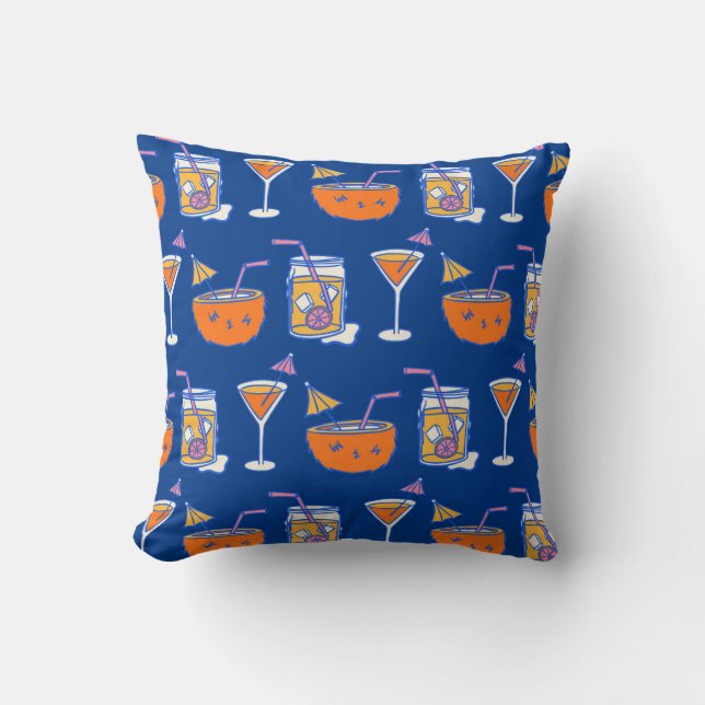 Tropical Cocktails Throw Pillow (Front)