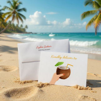 Tropical Coconut Cocktail Summer Party Envelope
