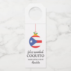 Tropical Coconut Coquito Christmas Drink Bottle Tag