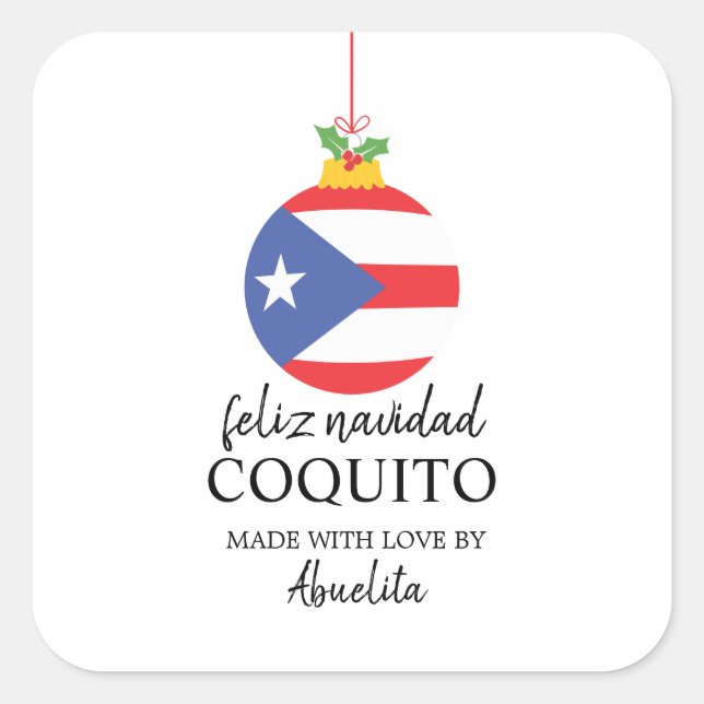 Tropical Coconut Coquito Christmas Drink Square Sticker (Front)