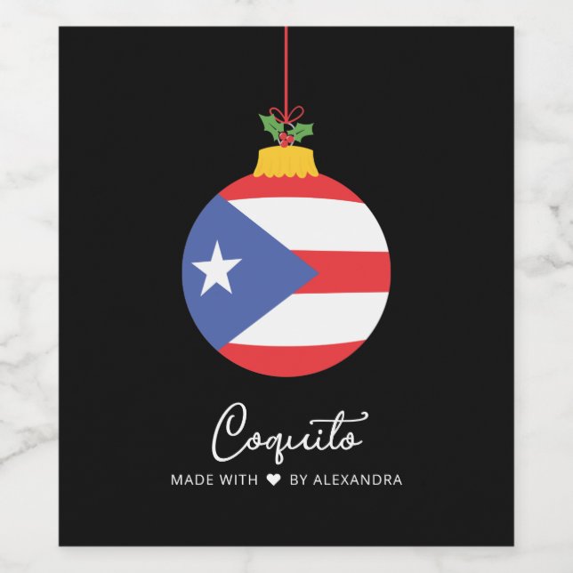 Tropical Coconut Coquito Christmas Drink  Wine Lab Wine Label (Single Label)