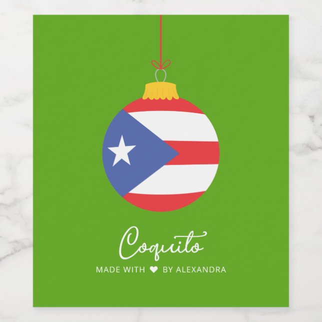 Tropical Coconut Coquito Christmas Drink  Wine Label (Single Label)