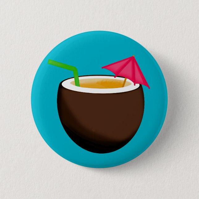 Tropical Coconut Drink 2 Inch Round Button (Front)