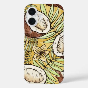 Tropical Coconut Sketch Summer Vibes iPhone 16 Case