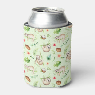Tropical Coconut Sloth Pattern Can Cooler