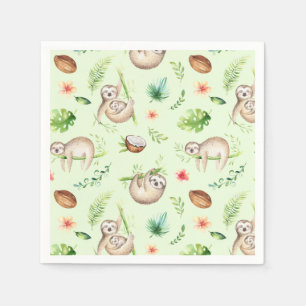 Tropical Coconut Sloth Pattern Napkin