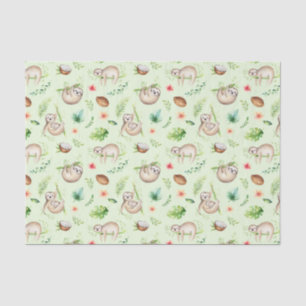 Tropical Coconut Sloth Pattern Tissue Paper