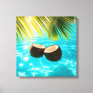 Tropical Coconuts in Turquoise Water Canvas Print