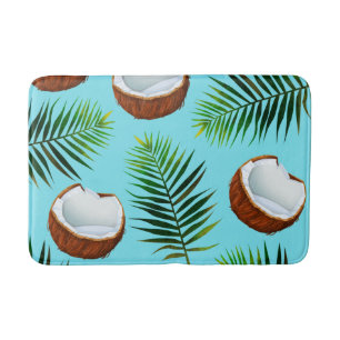 Tropical Coconuts & Palm Leaves Bath Mat