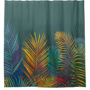 Tropical colored palm leaves. Rainbow neon leaves