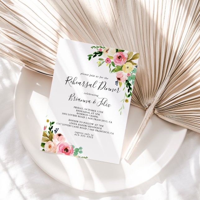 Tropical Colorful Autumn Floral Rehearsal Dinner Invitation (Creator Uploaded)