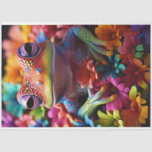 Tropical Coloured Frog & Flowers Decoupage  Tissue Paper