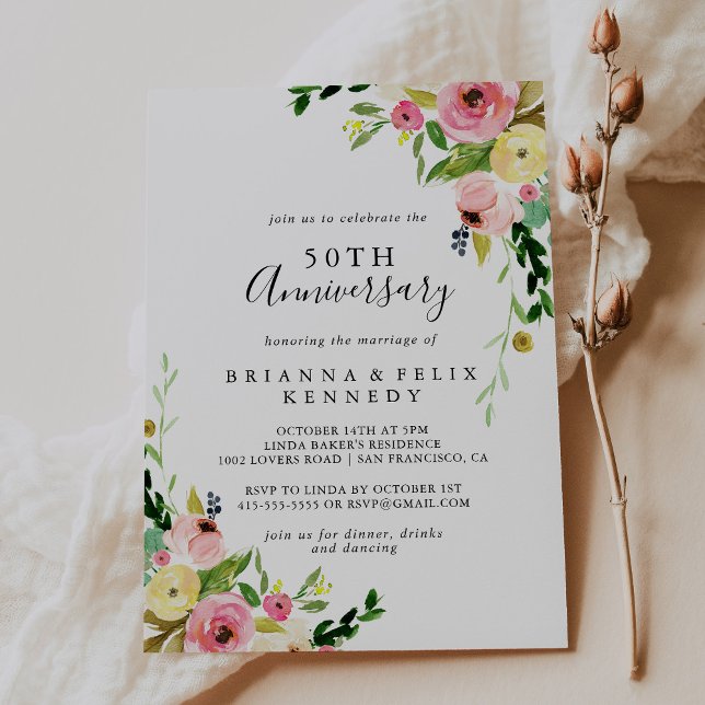 Tropical Colourful Autumn 50th Wedding Anniversary Invitation (Creator Uploaded)
