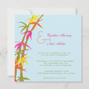 Tropical Colourful Bamboo Wedding Invitation