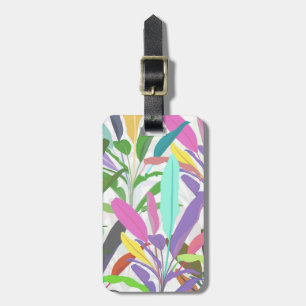 Tropical Colourful Banana Leaves White Pattern Luggage Tag