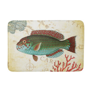 Tropical Colourful Caribbean Fish and Coral Bath Mat