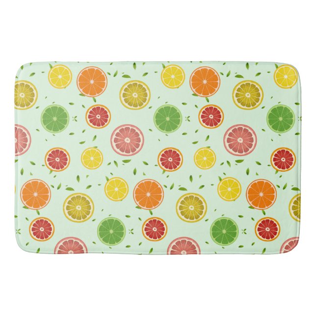 Tropical colourful Citrus SUMMER Orange lemon Slic Bath Mat (Front)