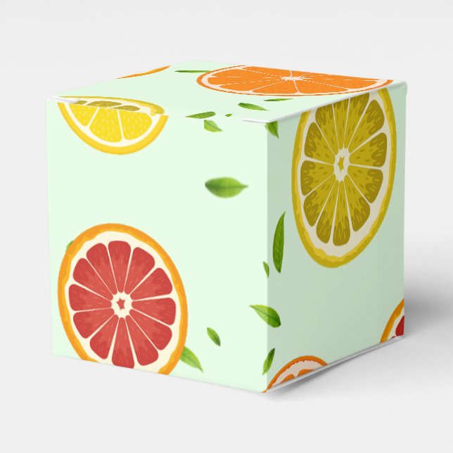 Tropical colourful Citrus SUMMER Orange lemon Slic Favor Box (Front Side)