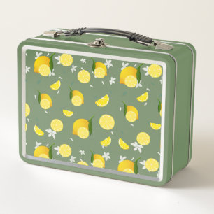 Tropical colourful Citrus SUMMER Orange lemon Slic Metal Lunch Box