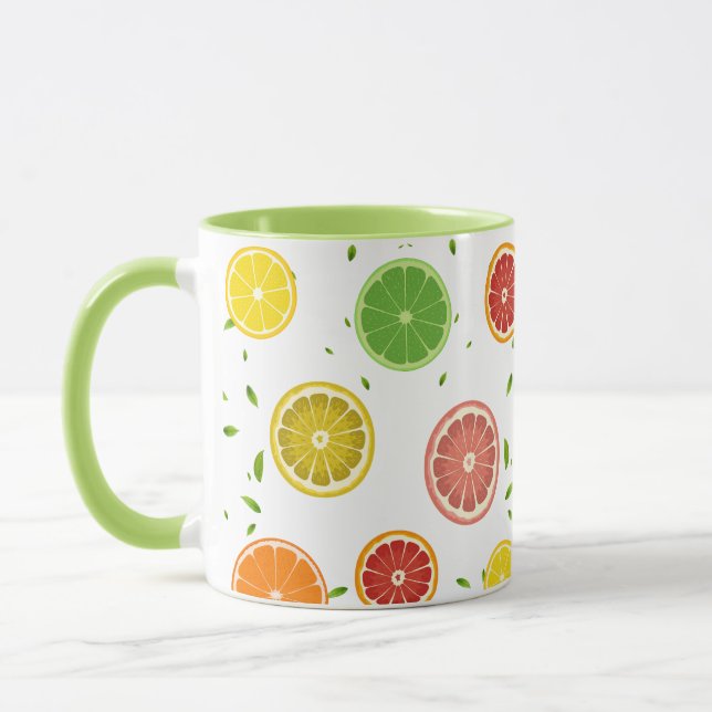 Tropical colourful Citrus SUMMER Orange lemon Slic Mug (Left)