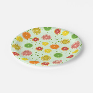 Tropical colourful Citrus SUMMER Orange lemon Slic Paper Plate