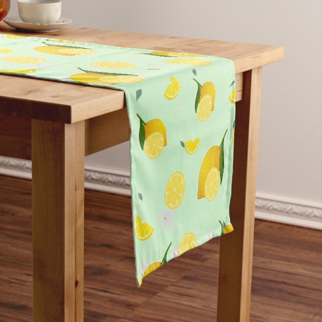 Tropical colourful Citrus SUMMER Orange lemon Slic Short Table Runner (In Situ)