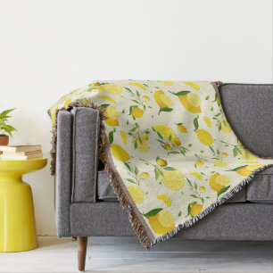 Tropical colourful Citrus SUMMER Orange lemon Slic Throw Blanket