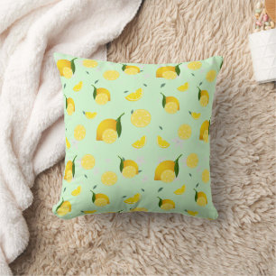 Tropical colourful Citrus SUMMER Orange lemon Slic Throw Pillow