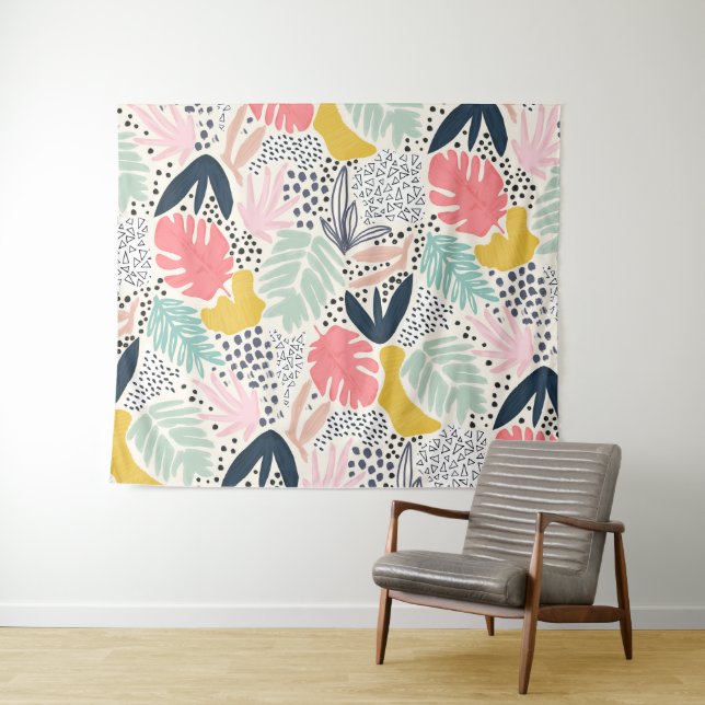 Tropical Colourful Collage Pattern Tapestry (In Situ (Horizontal))