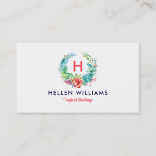 Tropical Colourful Floral Wreath Business Card