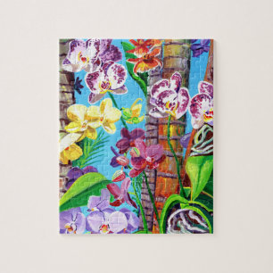 Tropical Colourful Orchids and Palm Trees Puzzles