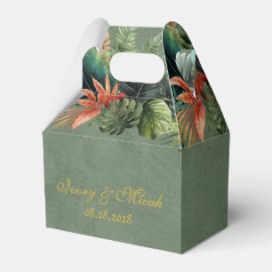 Tropical Colourful Palm Leaves Gold Wedding Custom Favor Box