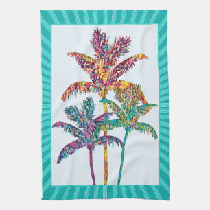 Tropical Colourful Palm Trees Kitchen Towel