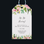 Tropical Colourful Sip Sip Hooray Bridal Shower Gift Tags<br><div class="desc">These tropical colourful sip sip hooray bridal shower gift tags are perfect for a modern wedding shower. The design features pink,  blush,  yellow,  blue and white watercolor fall peonies with botanical green leaves,  adorning a geometric frame.</div>