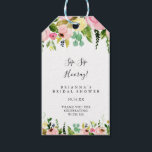Tropical Colourful Sip Sip Hooray Bridal Shower Gift Tags<br><div class="desc">These tropical colourful sip sip hooray bridal shower gift tags are perfect for a modern wedding shower. The design features pink,  blush,  yellow,  blue and white watercolor fall peonies with botanical green leaves,  adorning a geometric frame.</div>