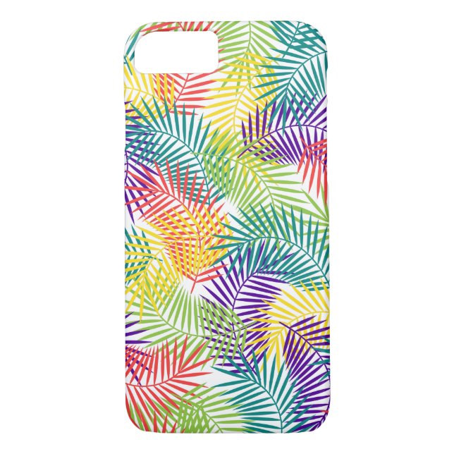 Tropical Colourful Stylized Palm Leafs Pattern Case-Mate iPhone Case (Back)