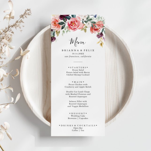 Tropical Colourful Summer Floral Dinner Menu (Creator Uploaded)