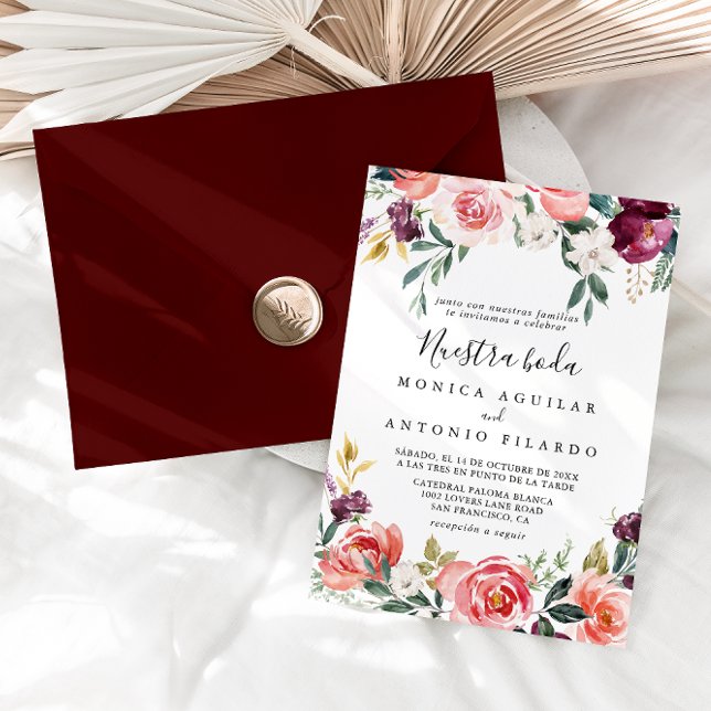 Tropical Colourful Summer Nuestra Boda Wedding Invitation (Creator Uploaded)
