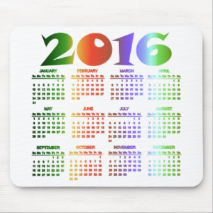 Tropical Colours 2016 Calendar Mouse Pad